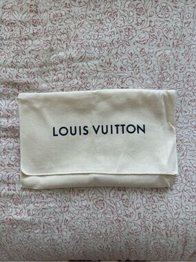 Louis Vuitton Cream Dust Bag with Black Logo